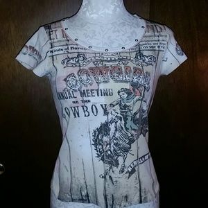 Skinny Minnie Cowgirl Graphic T With Embelishments
